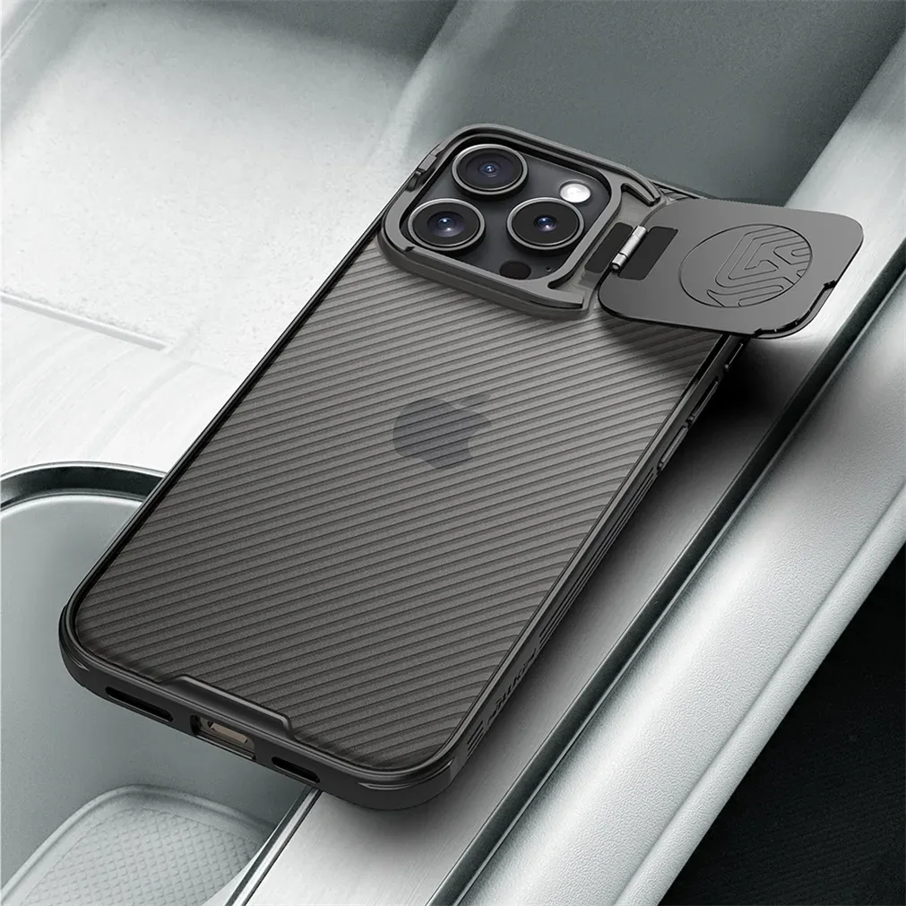For iPhone 16 Pro Max Transparent Case NILLKIN CamShield Prop With Phone Holder Hinged Camera Protective Cover For iPhone16 Pro