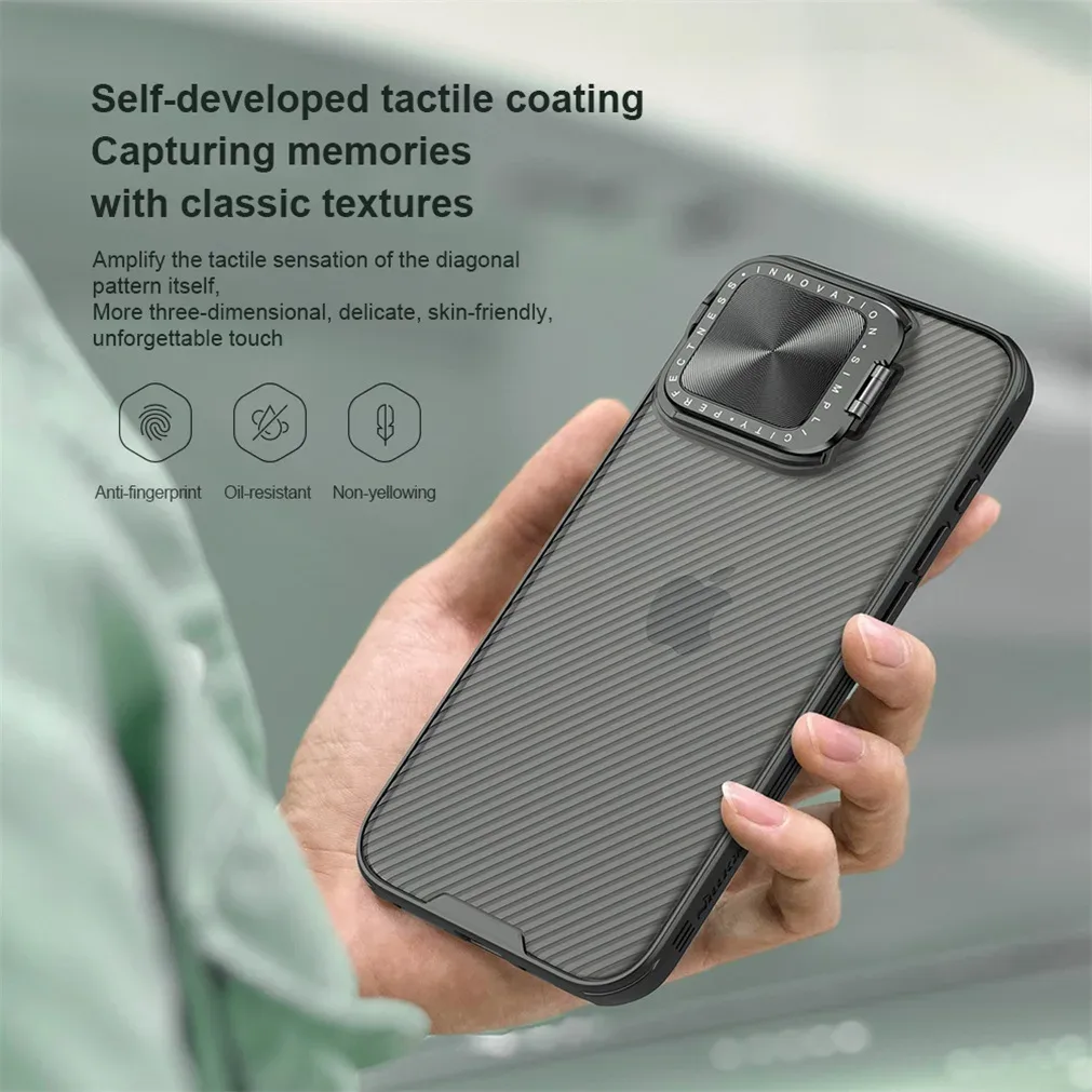 For iPhone 16 Pro Max Transparent Case NILLKIN CamShield Prop With Phone Holder Hinged Camera Protective Cover For iPhone16 Pro