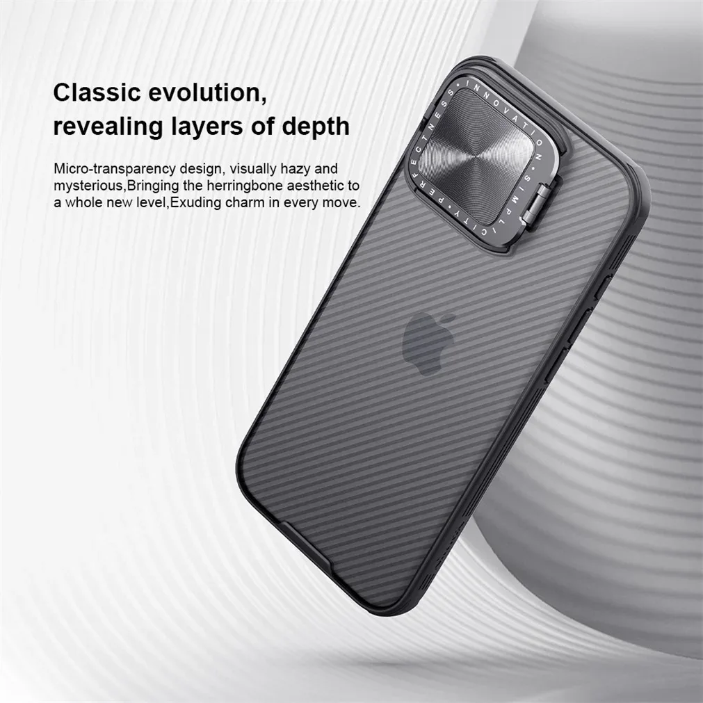 For iPhone 16 Pro Max Transparent Case NILLKIN CamShield Prop With Phone Holder Hinged Camera Protective Cover For iPhone16 Pro