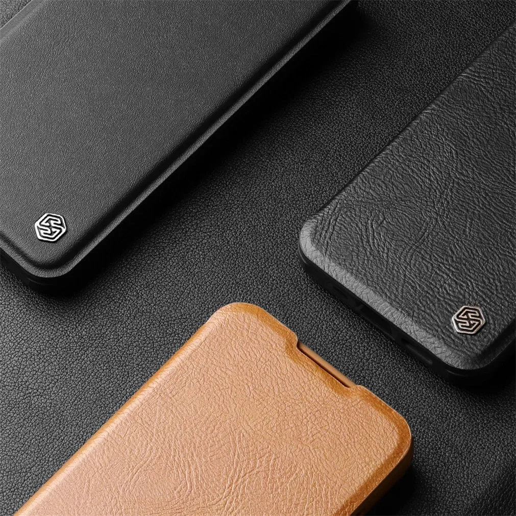 For iPhone 16 Pro /Pro Max Flip Case NILLKIN Qin Prop leather Case With Phone Holder Hinged Camera Protective Cover For iPhone16