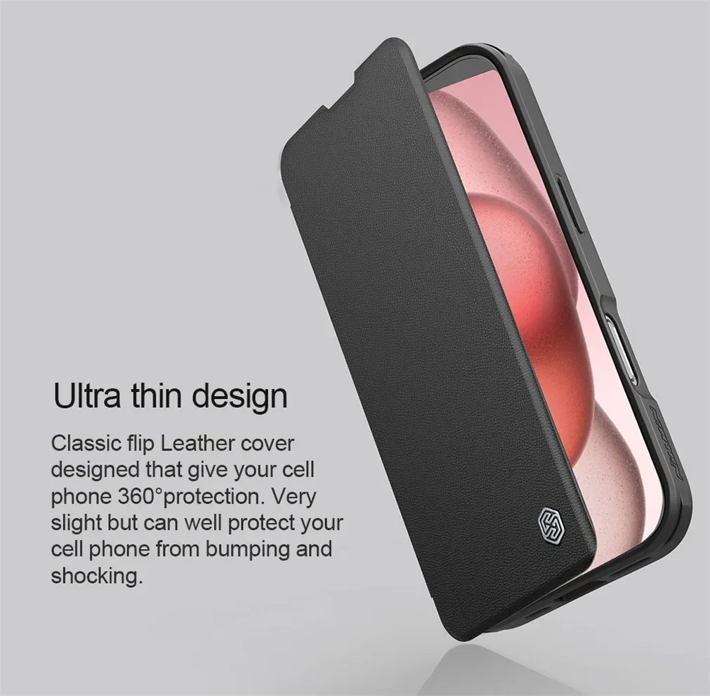 For iPhone 16 Pro /Pro Max Flip Case NILLKIN Qin Prop leather Case With Phone Holder Hinged Camera Protective Cover For iPhone16