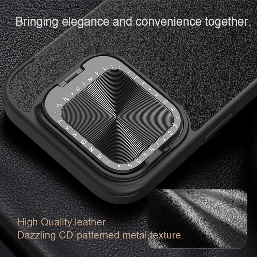 For iPhone 16 Pro /Pro Max Flip Case NILLKIN Qin Prop leather Case With Phone Holder Hinged Camera Protective Cover For iPhone16