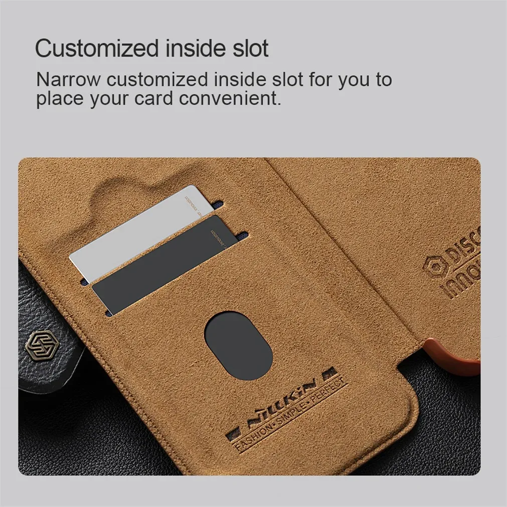 For iPhone 16 Pro /Pro Max Flip Case NILLKIN Qin Prop leather Case With Phone Holder Hinged Camera Protective Cover For iPhone16