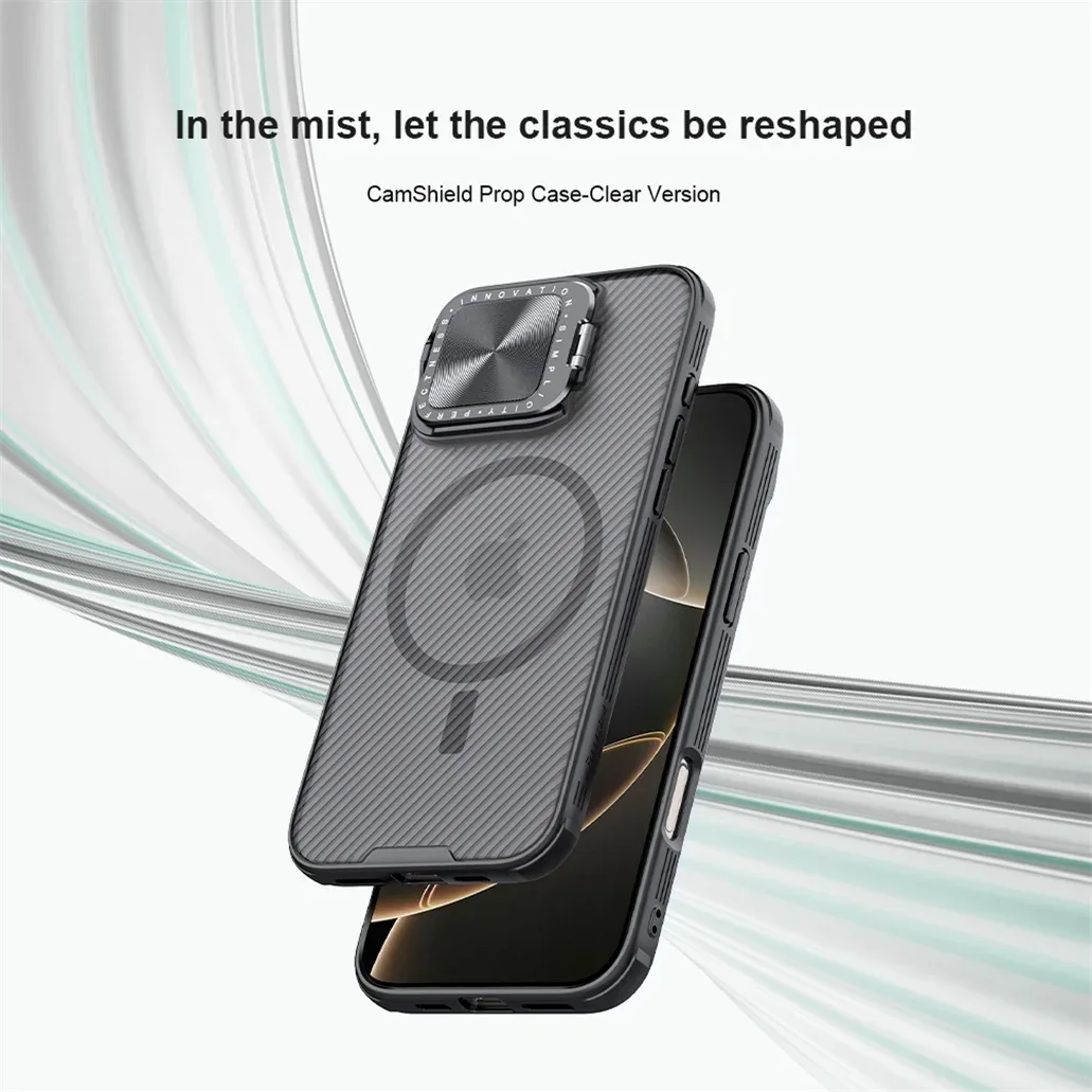 For iPhone 16 Pro Max MagSafe Case NILLKIN Transparent Case Magnetic Charging Phone Holder Hinged Camera Cover For iPhone16 Pro