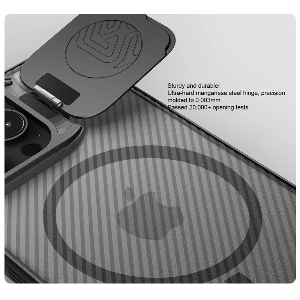For iPhone 16 Pro Max MagSafe Case NILLKIN Transparent Case Magnetic Charging Phone Holder Hinged Camera Cover For iPhone16 Pro