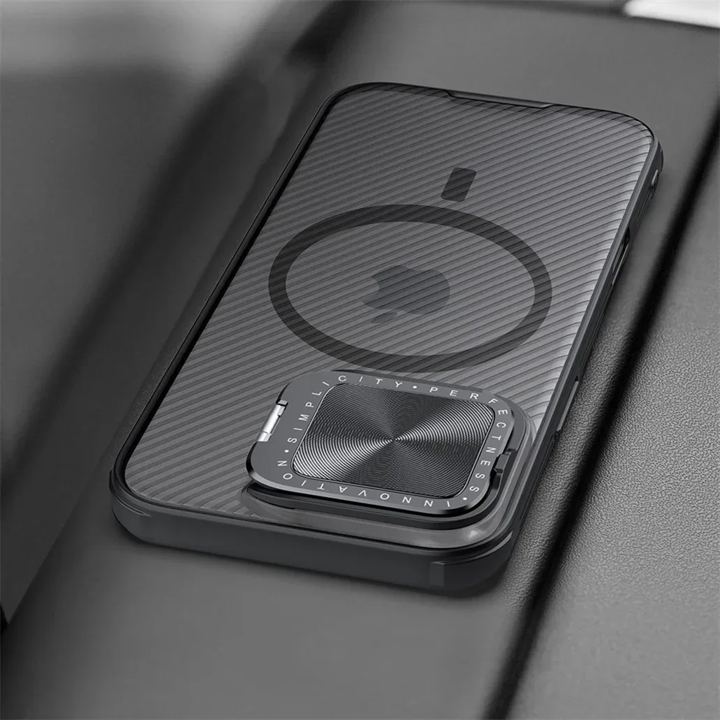 For iPhone 16 Pro Max MagSafe Case NILLKIN Transparent Case Magnetic Charging Phone Holder Hinged Camera Cover For iPhone16 Pro