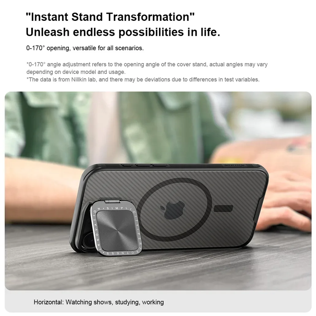For iPhone 16 Pro Max MagSafe Case NILLKIN Transparent Case Magnetic Charging Phone Holder Hinged Camera Cover For iPhone16 Pro