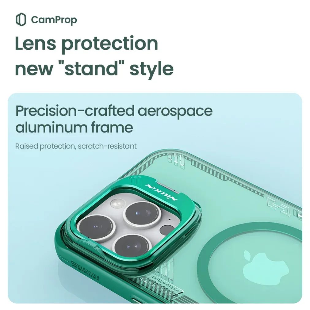 NILLKIN For iPhone 16 Pro /Pro Max Magsafe Case Camera Holder Transparent Magnetic Wireless Charging Cover For iPhone 16 / Plus