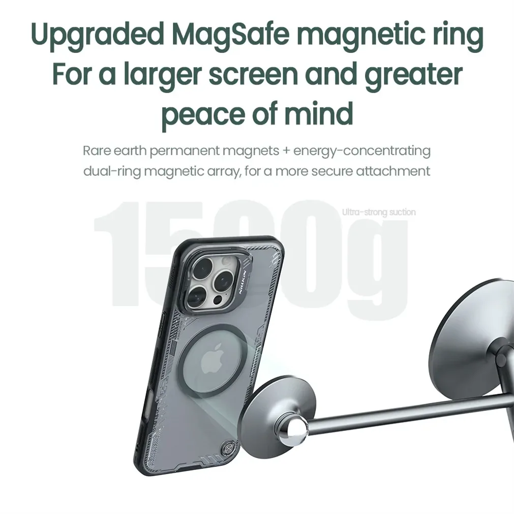 NILLKIN For iPhone 16 Pro /Pro Max Magsafe Case Camera Holder Transparent Magnetic Wireless Charging Cover For iPhone 16 / Plus