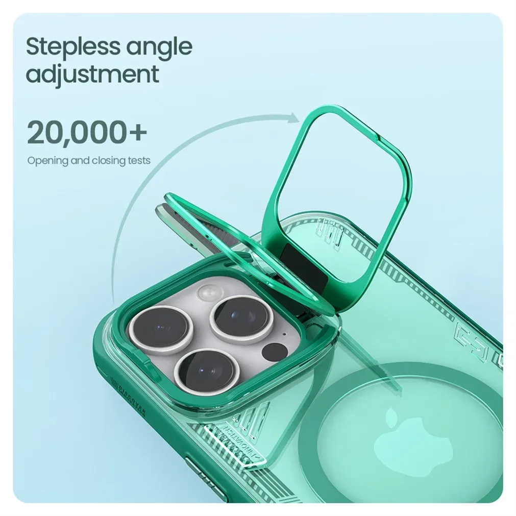 NILLKIN For iPhone 16 Pro /Pro Max Magsafe Case Camera Holder Transparent Magnetic Wireless Charging Cover For iPhone 16 / Plus