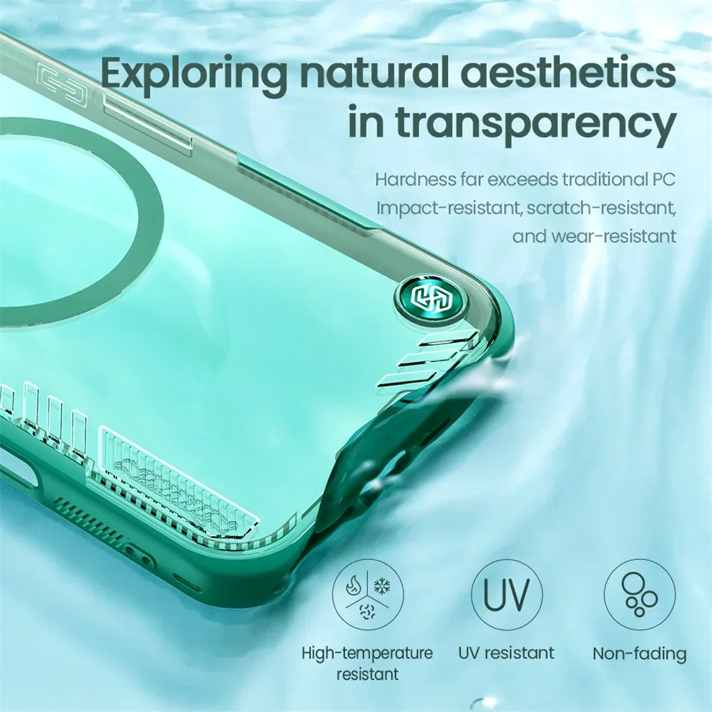NILLKIN For iPhone 16 Pro /Pro Max Magsafe Case Camera Holder Transparent Magnetic Wireless Charging Cover For iPhone 16 / Plus