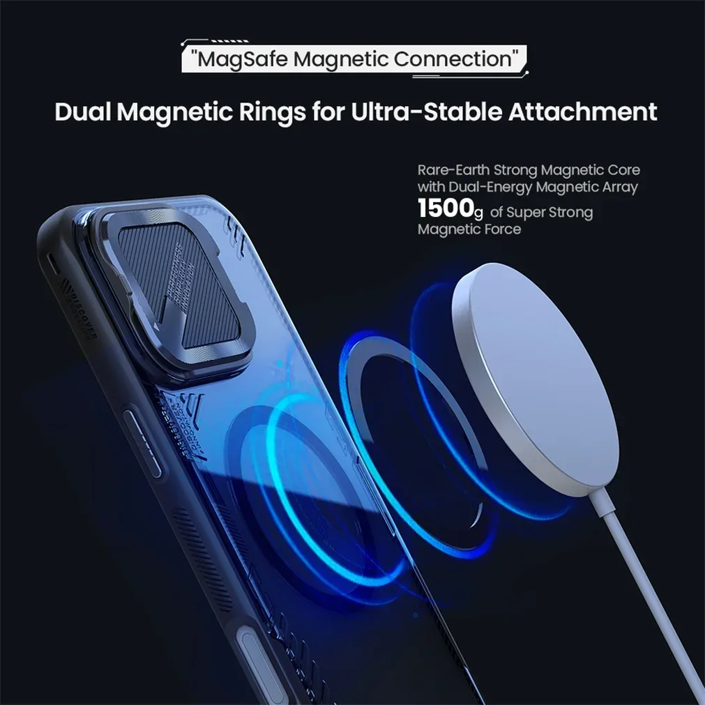 For iPhone 16 Pro /Pro Max Magsafe Case NILLKIN Transparent Case Magnetic Wireless Charging Camera Cover For iPhone 16 /16 Plus