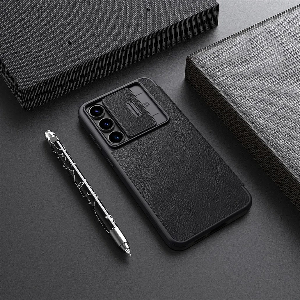 For Samsung Galaxy S24 FE Flip Case Nillkin QIN Pro Slide Camera Card Pocket Leather Book Cover For Samsung S24 FE Phone Bags