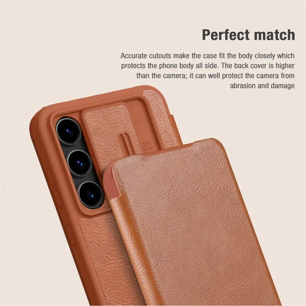 For Samsung Galaxy S24 FE Flip Case Nillkin QIN Pro Slide Camera Card Pocket Leather Book Cover For Samsung S24 FE Phone Bags
