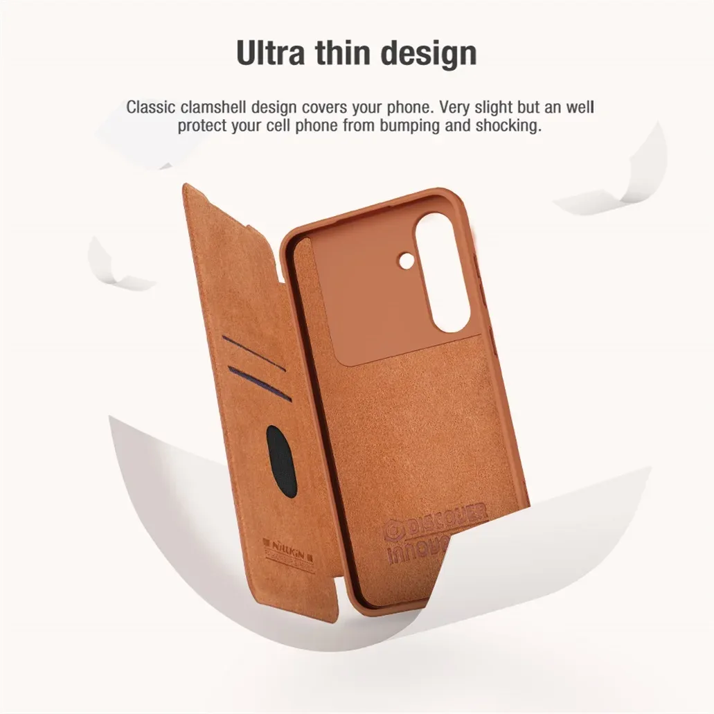 For Samsung Galaxy S24 FE Flip Case Nillkin QIN Pro Slide Camera Card Pocket Leather Book Cover For Samsung S24 FE Phone Bags