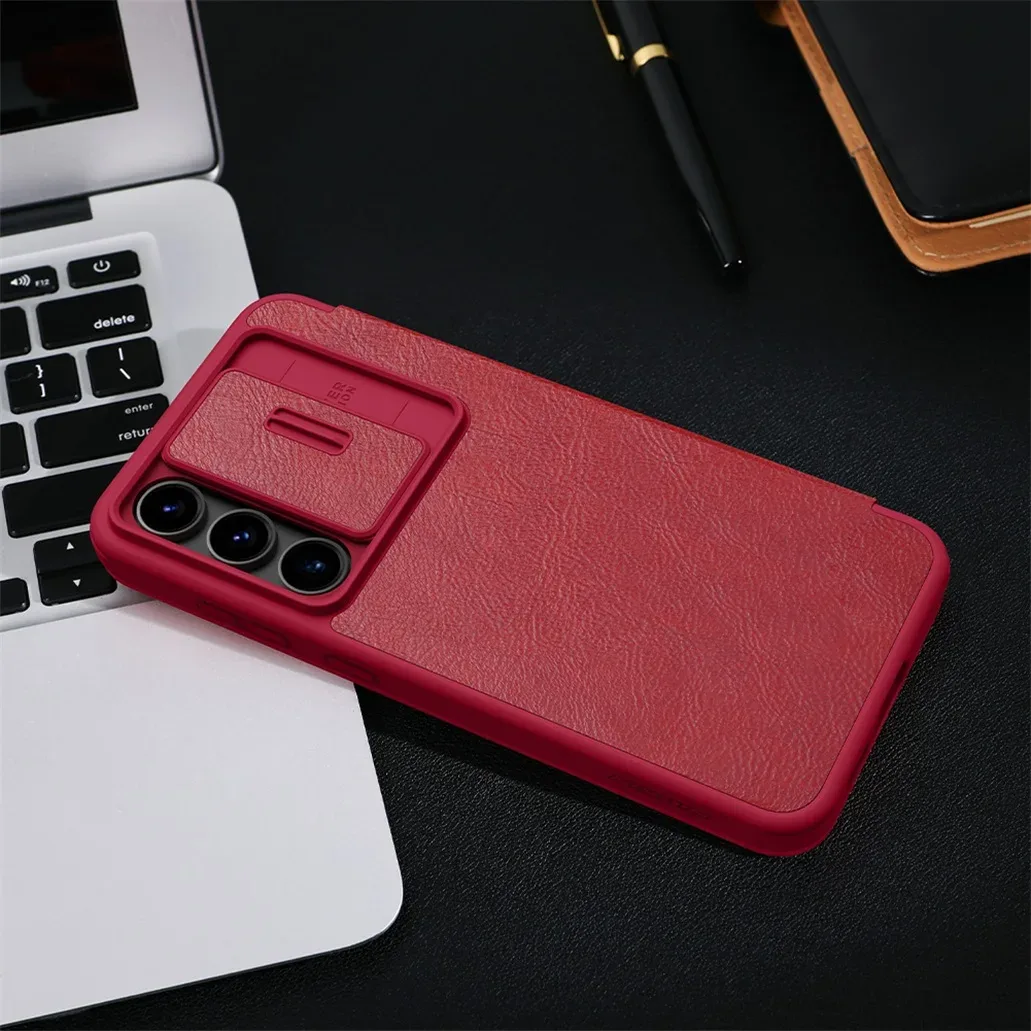 For Samsung Galaxy S24 FE Flip Case Nillkin QIN Pro Slide Camera Card Pocket Leather Book Cover For Samsung S24 FE Phone Bags