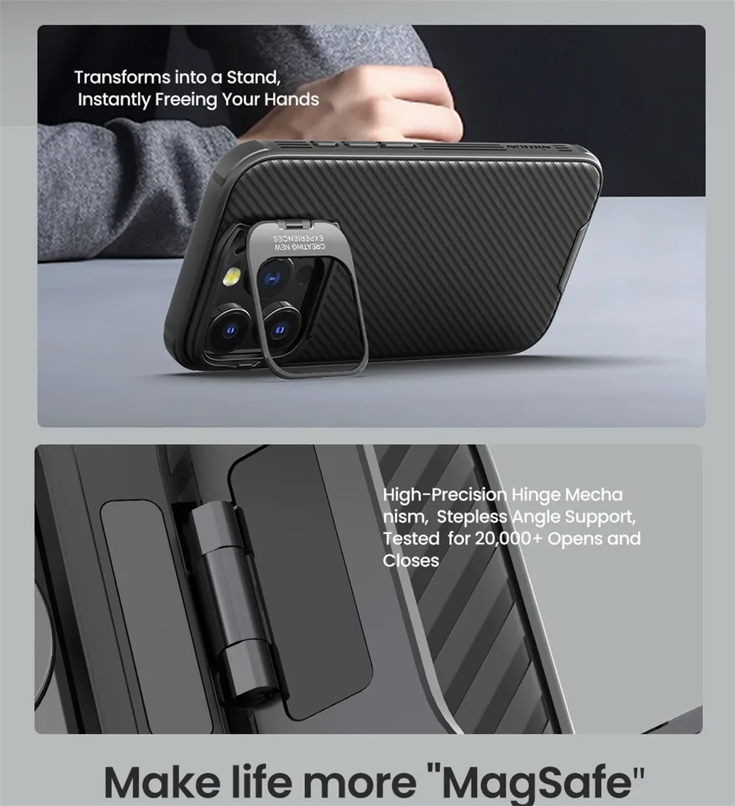 For iPhone 16 Pro Max MagSafe Case NILLKIN CamShield Prop Magnetic Charging Case Shockproof Camera Holder Cover For iPhone16 Pro