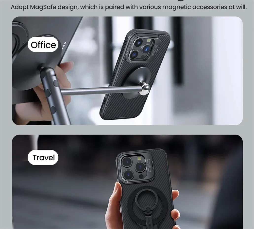 For iPhone 16 Pro Max MagSafe Case NILLKIN CamShield Prop Magnetic Charging Case Shockproof Camera Holder Cover For iPhone16 Pro