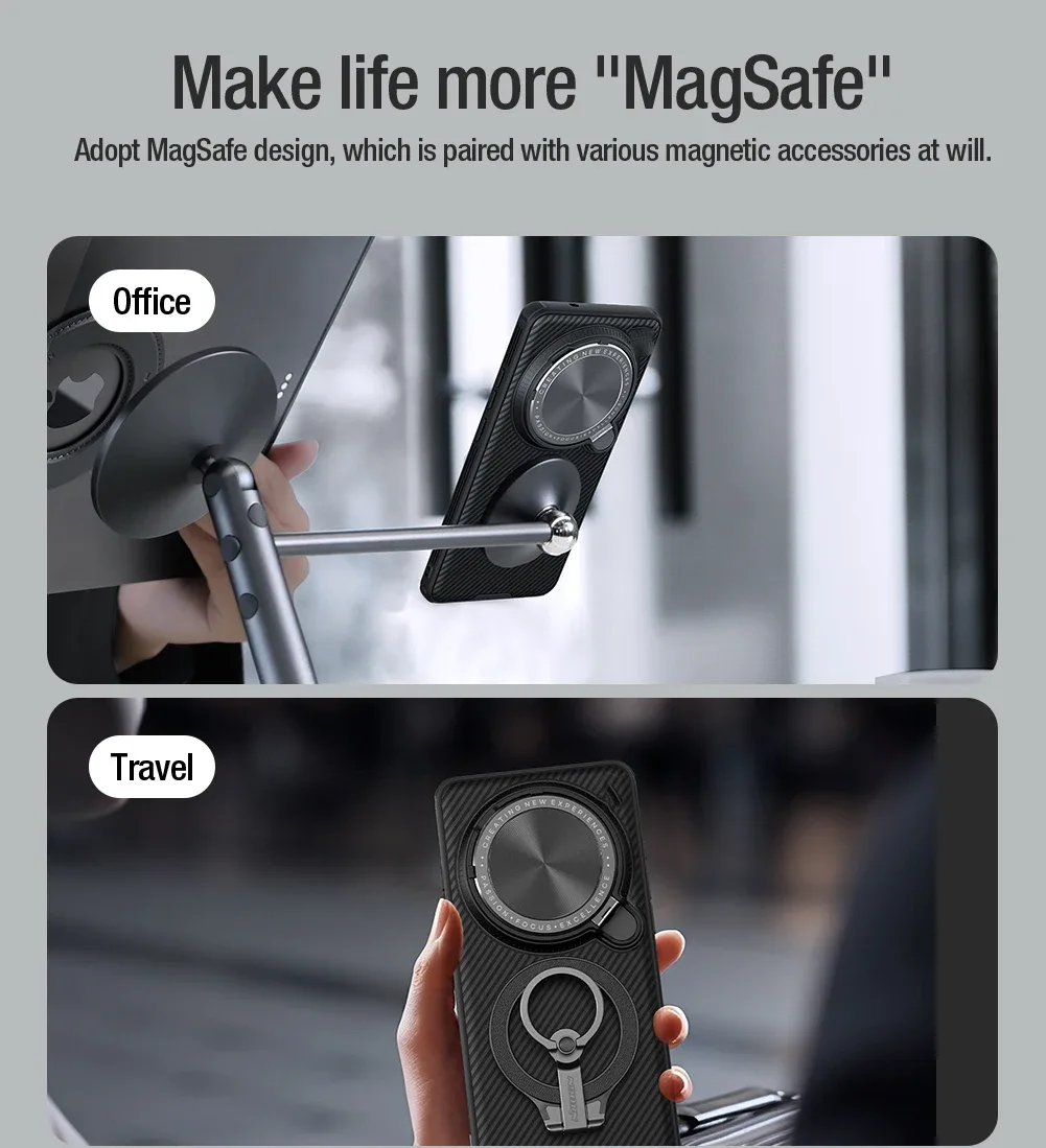 For Honor Magic 7 Pro MagSafe Case NILLKIN CamShield Prop Magnetic Wireless Charging Phone Holder Camera Cover For Magic7 Pro