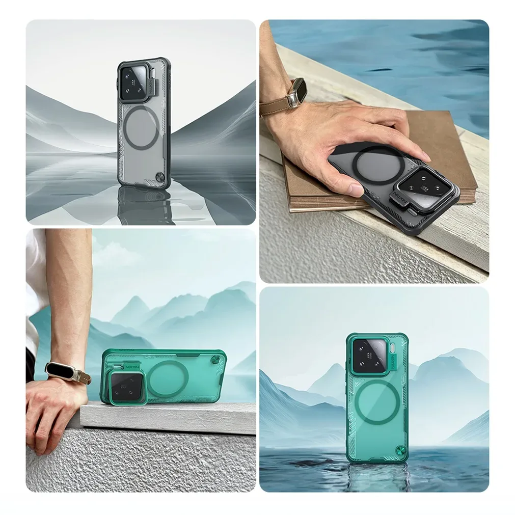 NILLKIN For Xiaomi 15 /15 Pro Magsafe Case Transparent Magnetic Wireless Charging Back Cover For Xiaomi Mi 15 With Camera Holder