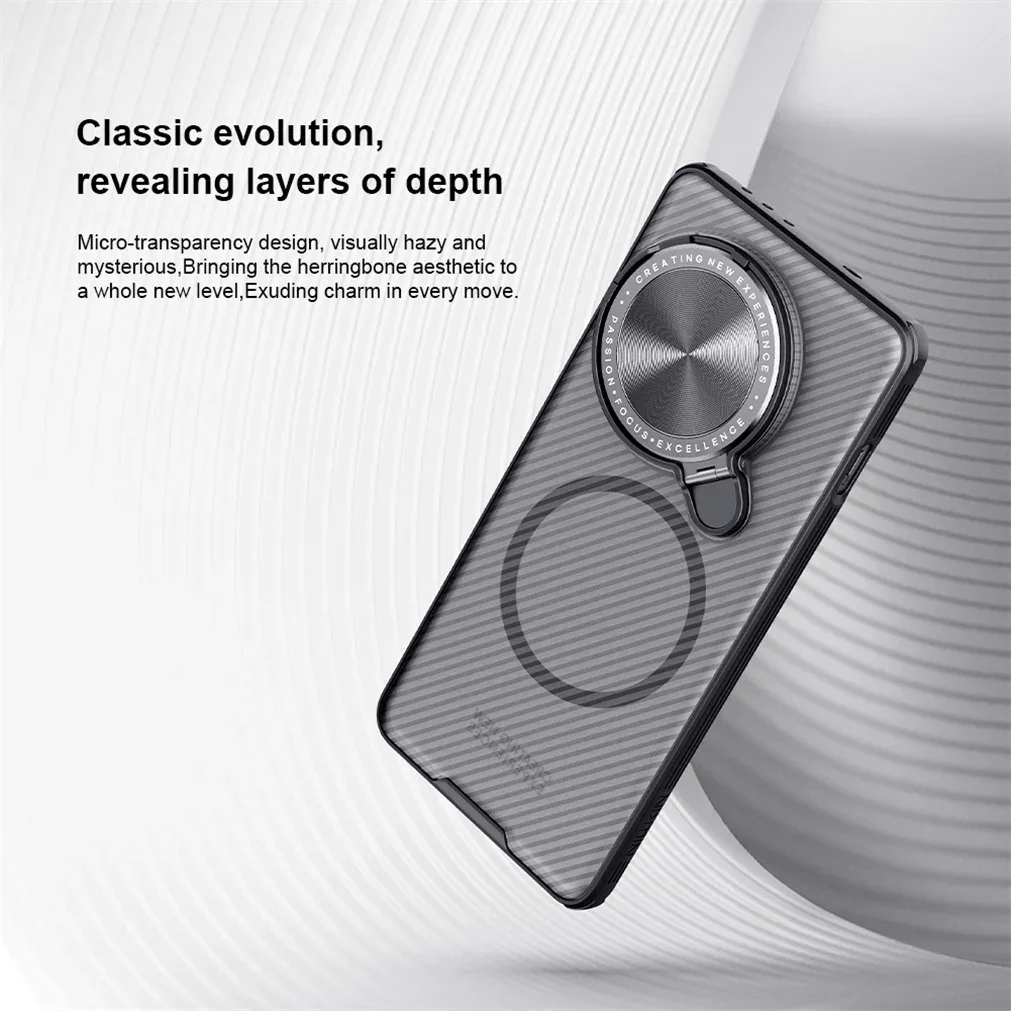For OnePlus 13 MagSafe Case NILLKIN Transparent Case Magnetic Wireless Charging Phone Holder Hinged Camera Cover For One Plus 13