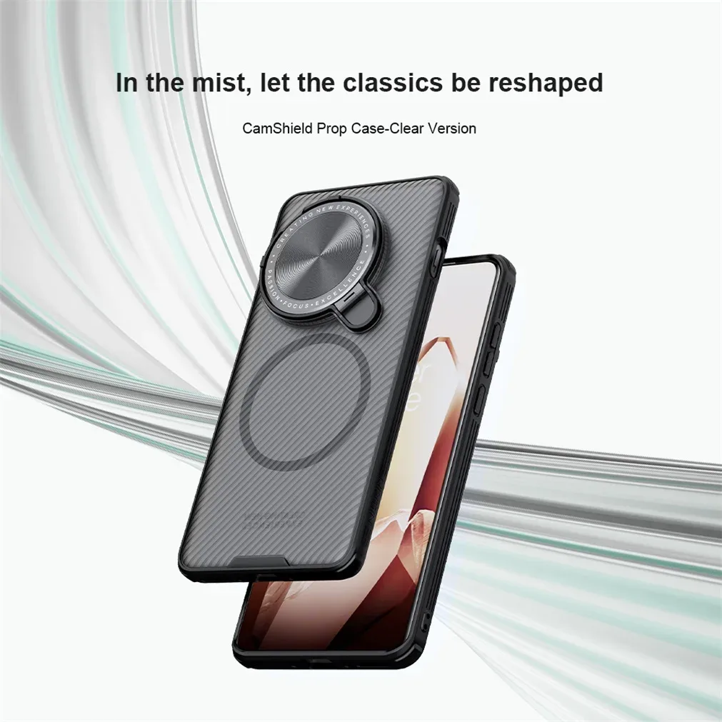 For OnePlus 13 MagSafe Case NILLKIN Transparent Case Magnetic Wireless Charging Phone Holder Hinged Camera Cover For One Plus 13
