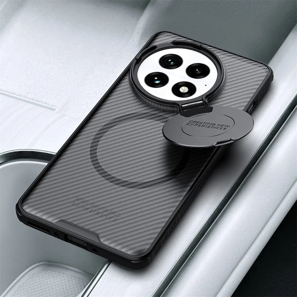 For OnePlus 13 MagSafe Case NILLKIN Transparent Case Magnetic Wireless Charging Phone Holder Hinged Camera Cover For One Plus 13