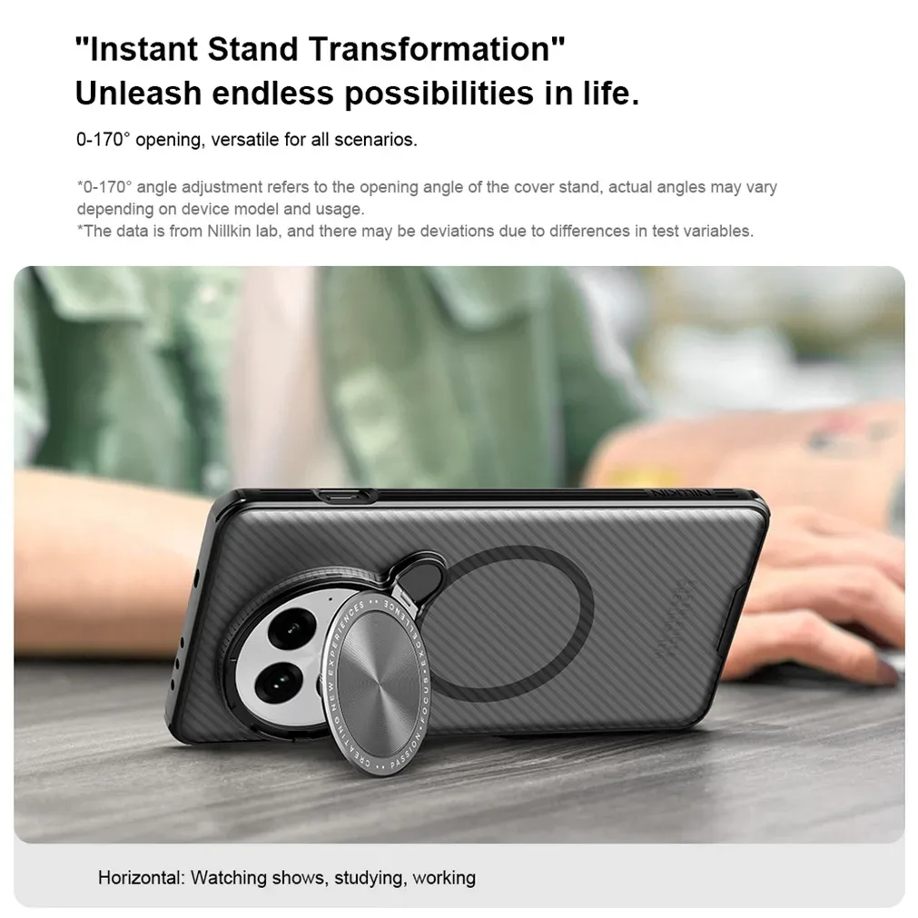 For OnePlus 13 MagSafe Case NILLKIN Transparent Case Magnetic Wireless Charging Phone Holder Hinged Camera Cover For One Plus 13
