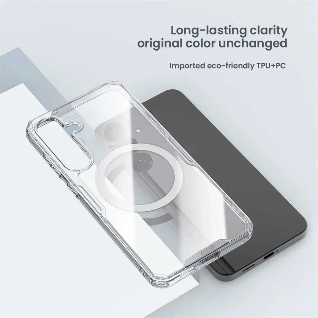 Nillkin For Samsung Galaxy S25 Ultra MagSafe Magnetic Case Nature Pro Transparent Soft TPU Frame Cover For Samsung S25 S25+ Plus