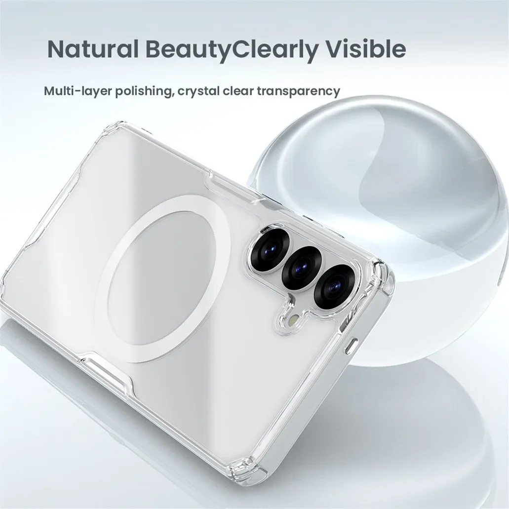 Nillkin For Samsung Galaxy S25 Ultra MagSafe Magnetic Case Nature Pro Transparent Soft TPU Frame Cover For Samsung S25 S25+ Plus