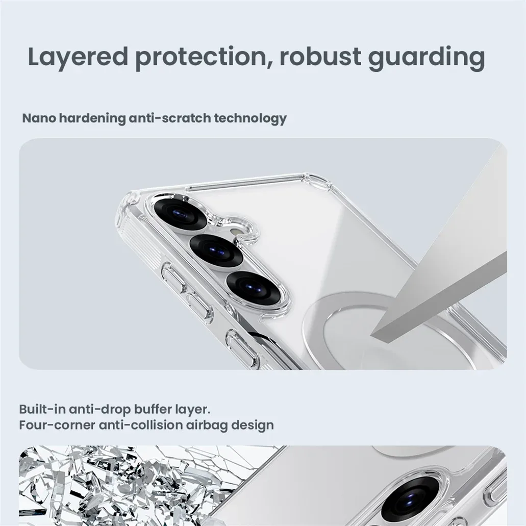 Nillkin For Samsung Galaxy S25 Ultra MagSafe Magnetic Case Nature Pro Transparent Soft TPU Frame Cover For Samsung S25 S25+ Plus