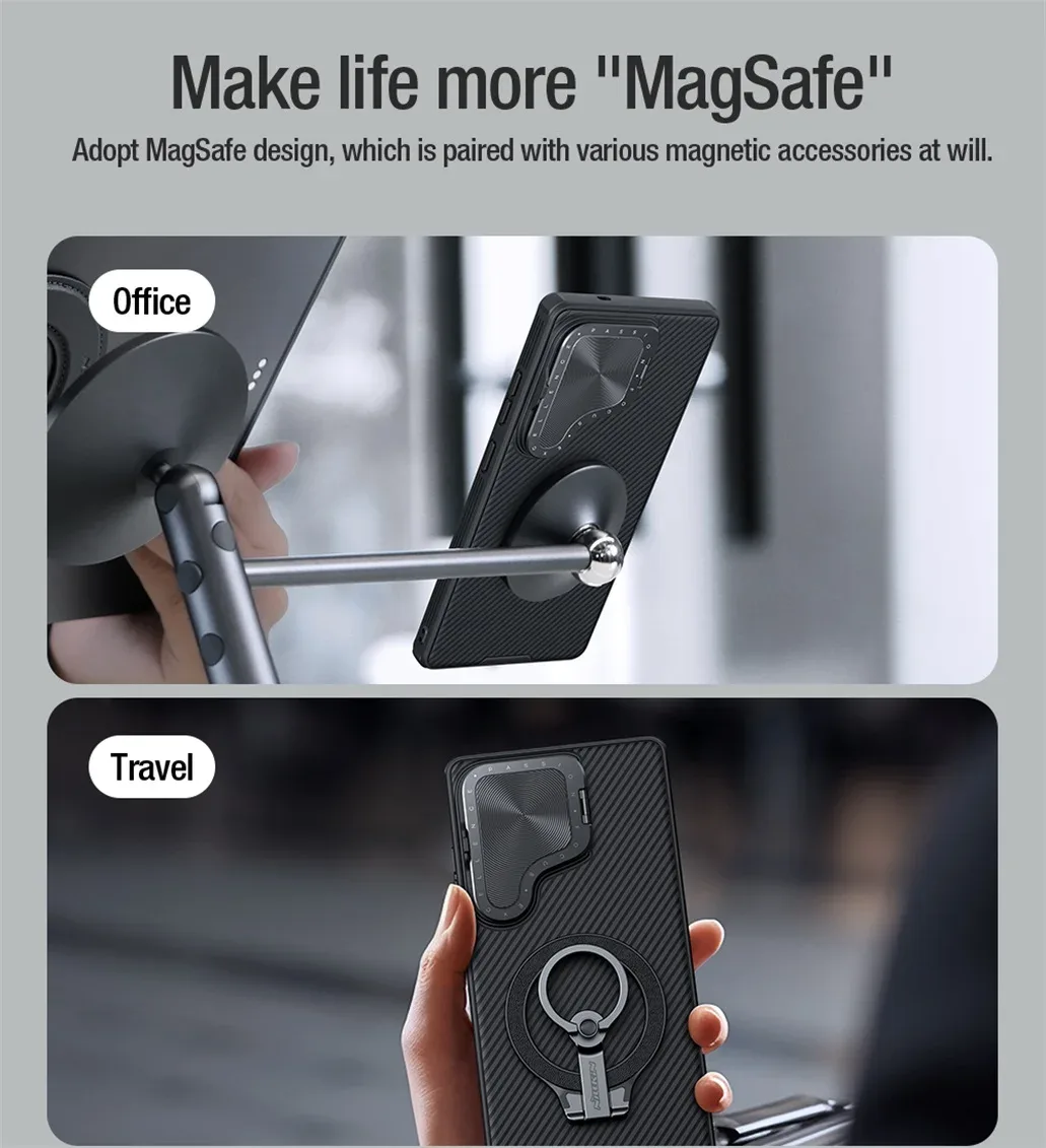 For Samsung Galaxy S25 Ultra MagSafe Case NILLKIN CamShield Prop Magnetic Charging Phone Holder Camera Cover For SAM S25Ultra