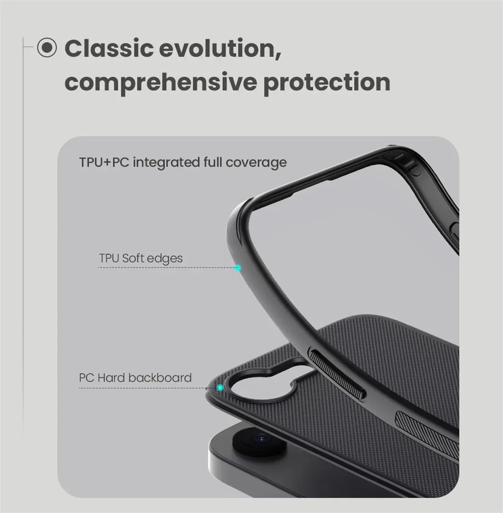 For iPhone 16e Case Nillkin Frosted Shield Pro Soft TPU Frame Hard PC Shell Shockproof Ultra-thin Back Cover For iPhone 16e