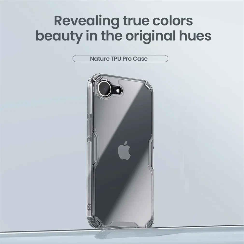 Nillkin For iPhone 16e Case Nature Pro Transparent Shockproof Soft TPU Frame Hard PC Shell Clear Back Cover For iPhone 16e