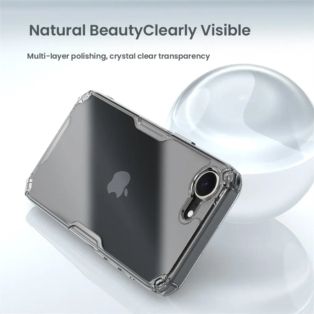 Nillkin For iPhone 16e Case Nature Pro Transparent Shockproof Soft TPU Frame Hard PC Shell Clear Back Cover For iPhone 16e