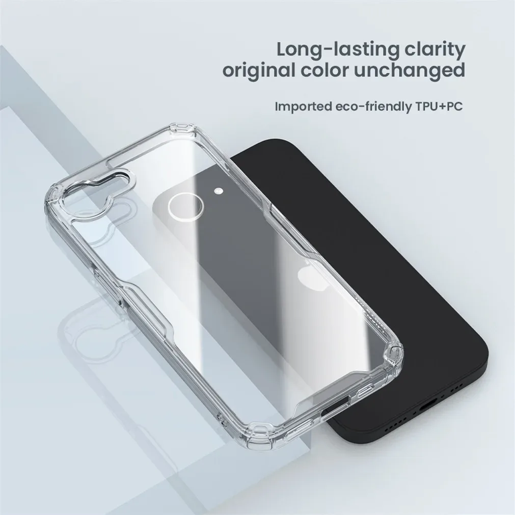 Nillkin For iPhone 16e Case Nature Pro Transparent Shockproof Soft TPU Frame Hard PC Shell Clear Back Cover For iPhone 16e