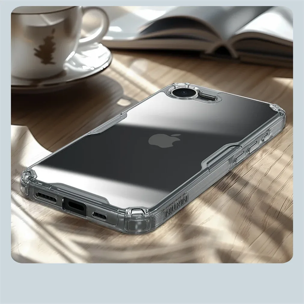 Nillkin For iPhone 16e Case Nature Pro Transparent Shockproof Soft TPU Frame Hard PC Shell Clear Back Cover For iPhone 16e