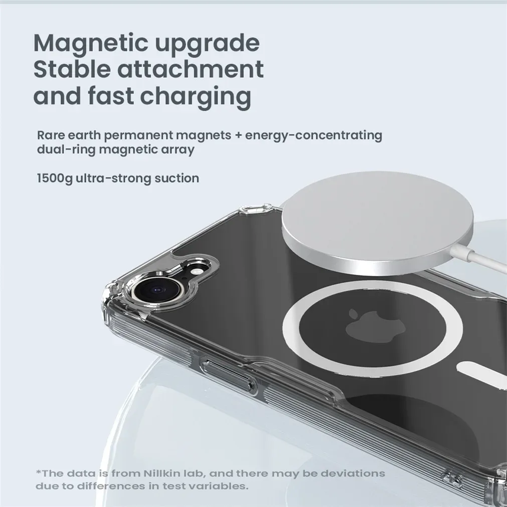 Nillkin For iPhone 16e MagSafe Case Nature Pro Transparent Magnetic Wireless Charging Case Shockproof Clear Cover For iPhone 16e