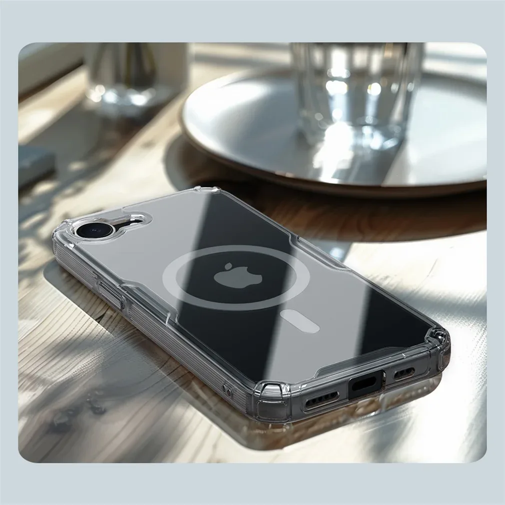 Nillkin For iPhone 16e MagSafe Case Nature Pro Transparent Magnetic Wireless Charging Case Shockproof Clear Cover For iPhone 16e
