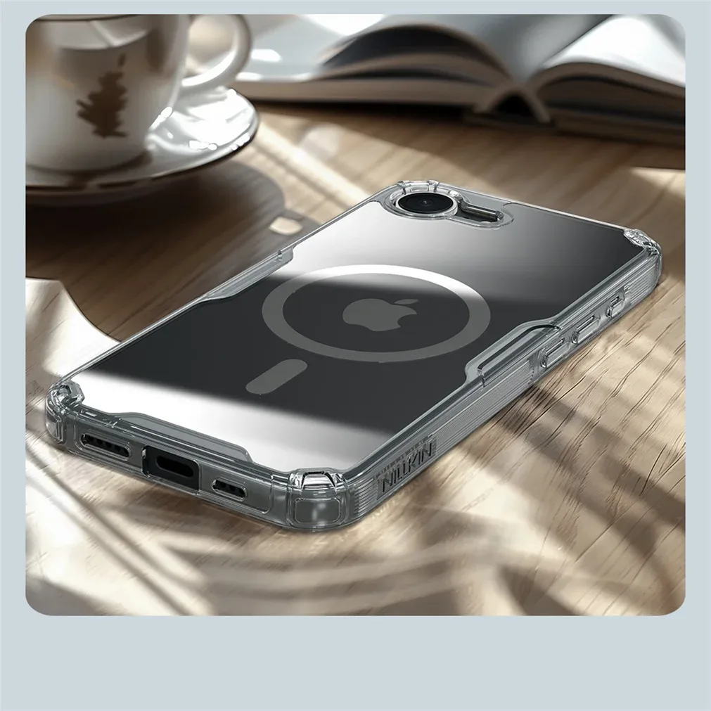 Nillkin For iPhone 16e MagSafe Case Nature Pro Transparent Magnetic Wireless Charging Case Shockproof Clear Cover For iPhone 16e
