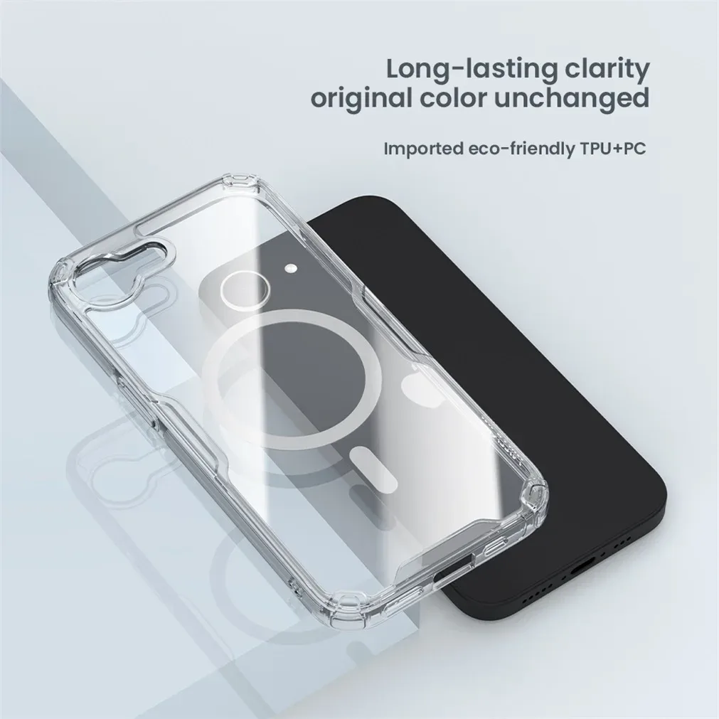 Nillkin For iPhone 16e MagSafe Case Nature Pro Transparent Magnetic Wireless Charging Case Shockproof Clear Cover For iPhone 16e