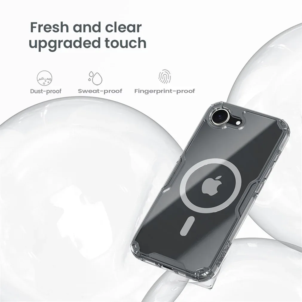 Nillkin For iPhone 16e MagSafe Case Nature Pro Transparent Magnetic Wireless Charging Case Shockproof Clear Cover For iPhone 16e