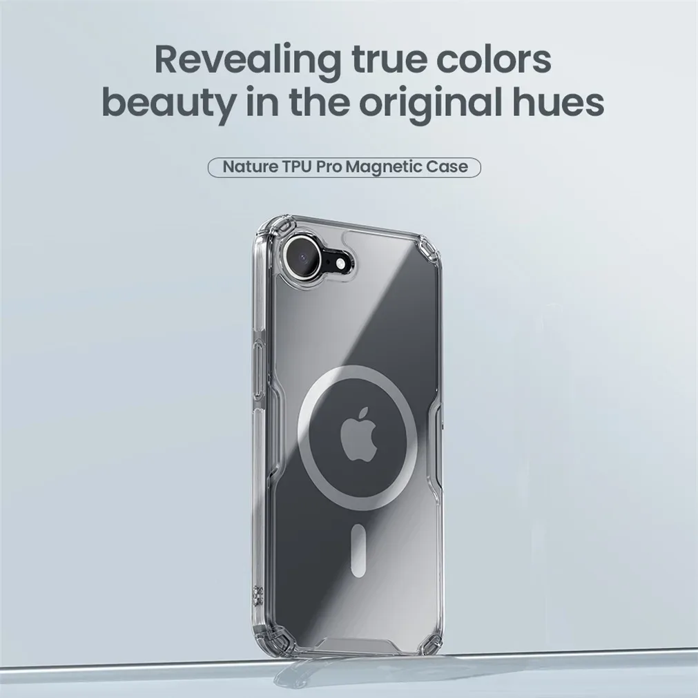 Nillkin For iPhone 16e MagSafe Case Nature Pro Transparent Magnetic Wireless Charging Case Shockproof Clear Cover For iPhone 16e
