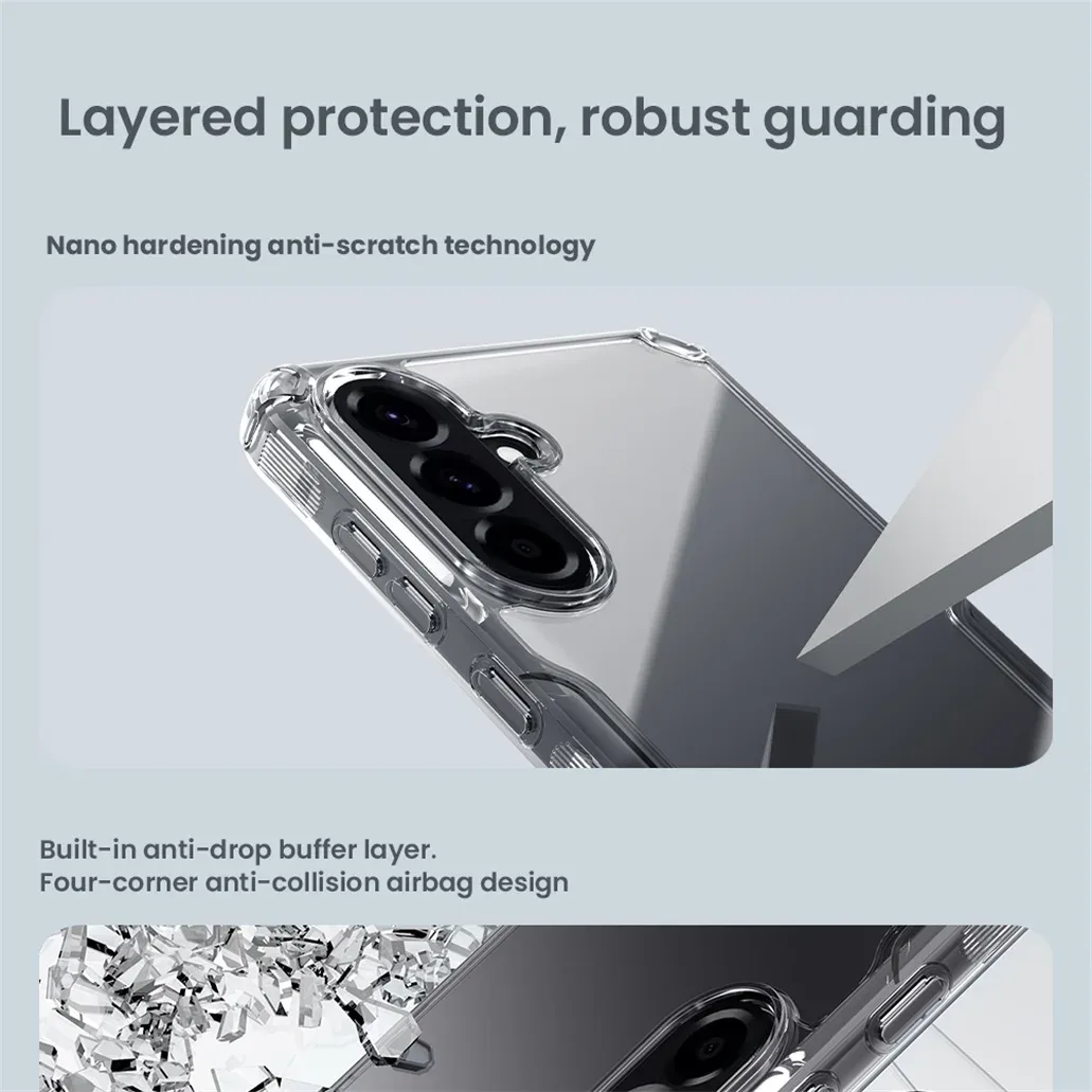 Nillkin For Samsung Galaxy A56 5G Case Nature Pro Transparent Soft TPU Frame Hard PC Shell Clear Back Cover For Samsung A56 5G