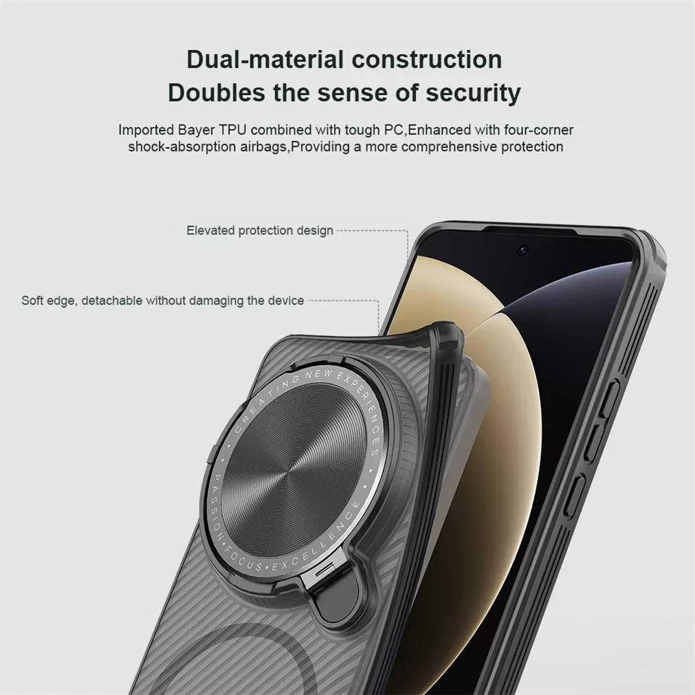 For Xiaomi 15 Ultra MagSafe Case NILLKIN Transparent Case Magnetic Wireless Charging Phone Holder Camera Cover For Mi 15 Ultra