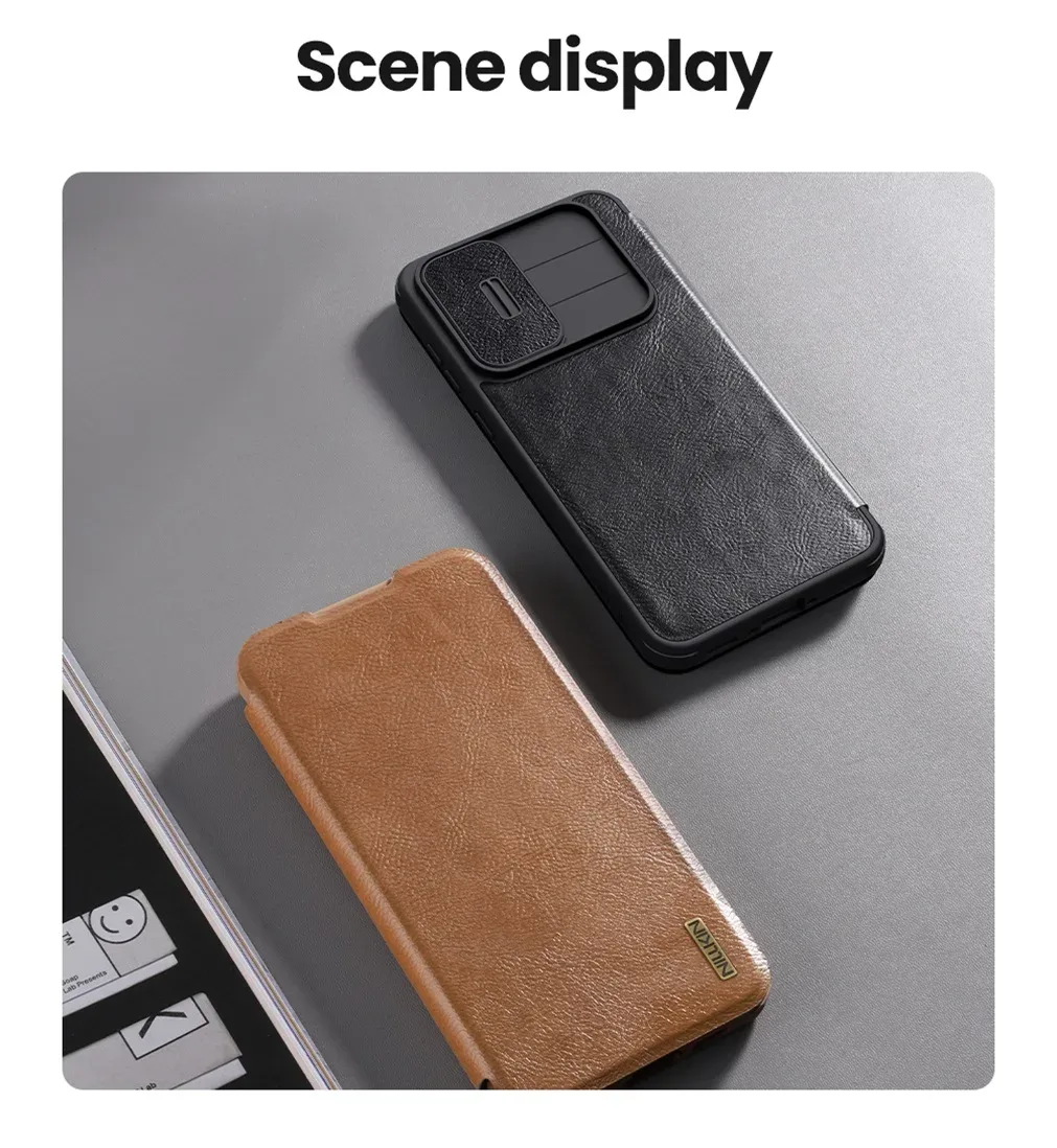 For Samsung Galaxy A56 5G Flip Case Nillkin QIN Pro Slide Camera Card Pocket Leather Book Cover For Samsung A56 5G Phone Bags