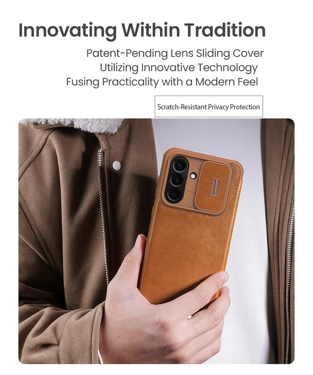 For Samsung Galaxy A56 5G Flip Case Nillkin QIN Pro Slide Camera Card Pocket Leather Book Cover For Samsung A56 5G Phone Bags