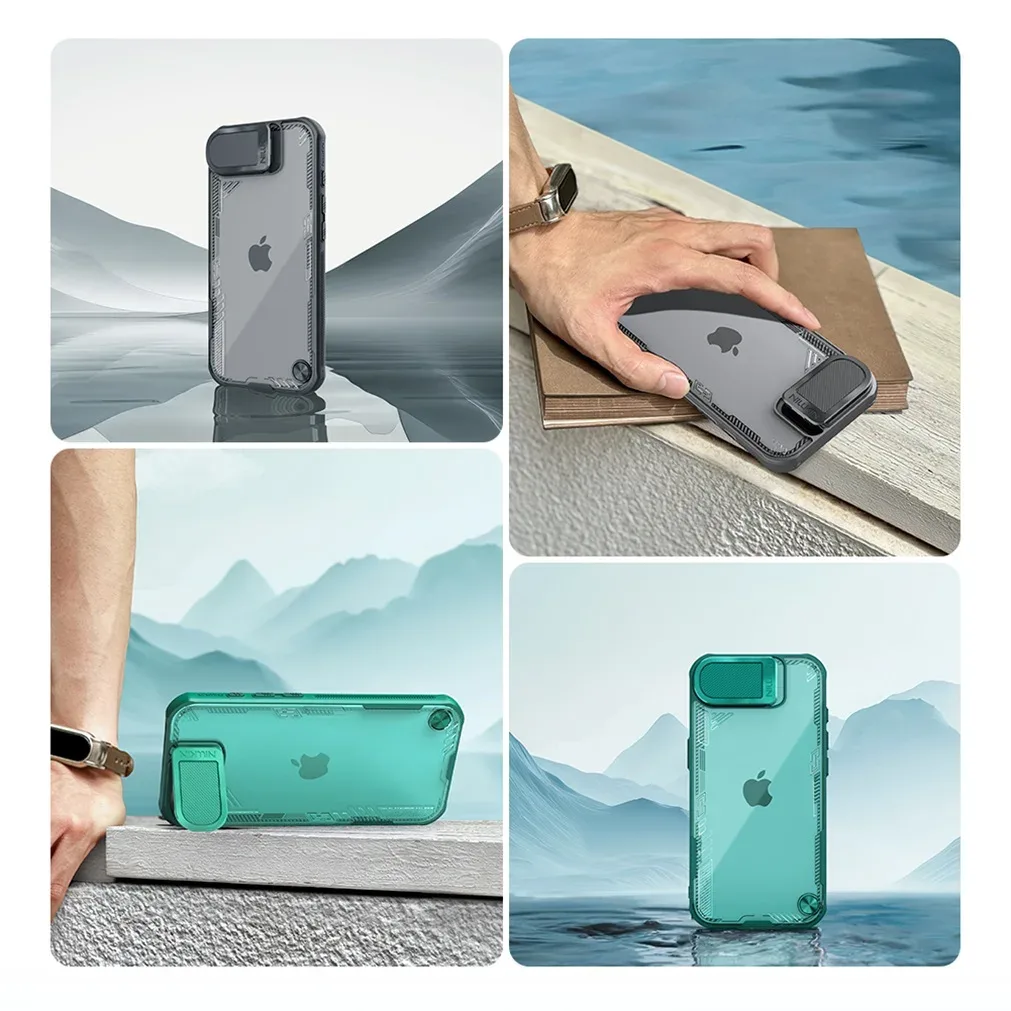For iPhone 16e Case NILLKIN Iceblade Prop Shockproof Transparent Eco-friendly Material Phone Holder Camera Cover For iPhone16e