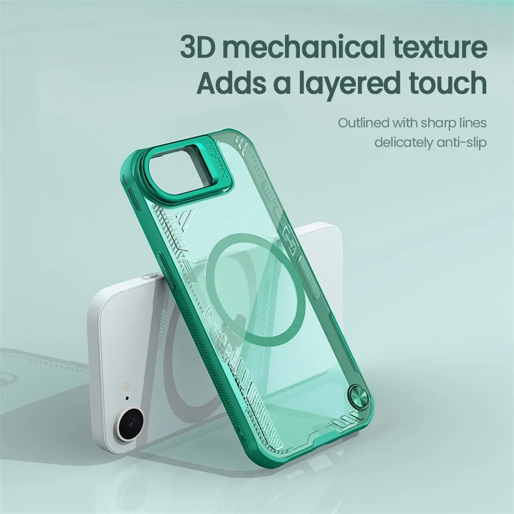 NILLKIN For iPhone 16e Magsafe Case Iceblade Prop Transparent Magnetic Wireless Charging Cover For iPhone16e With Camera Holder