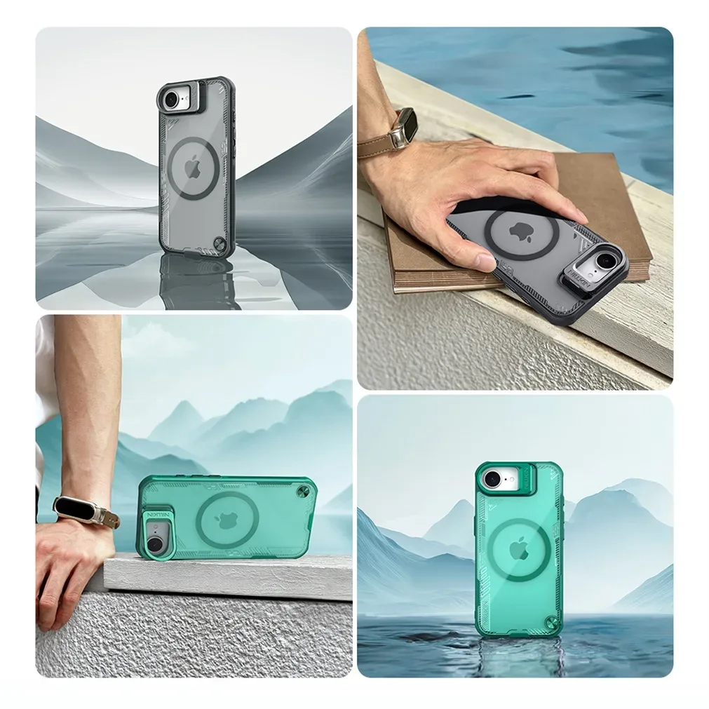 NILLKIN For iPhone 16e Magsafe Case Iceblade Prop Transparent Magnetic Wireless Charging Cover For iPhone16e With Camera Holder